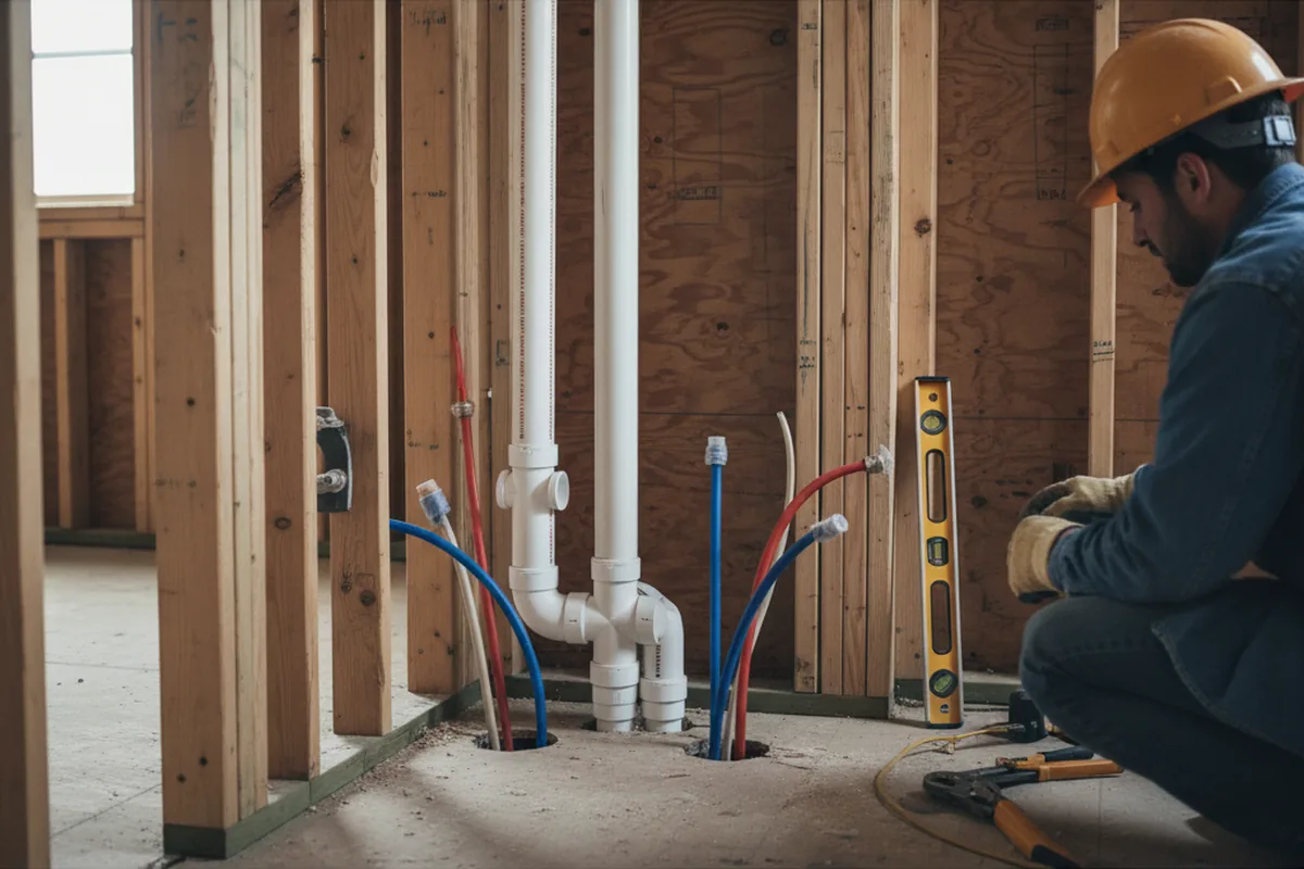 Drain and supply rough-in during Sump Pump Repair in Rhoadesville