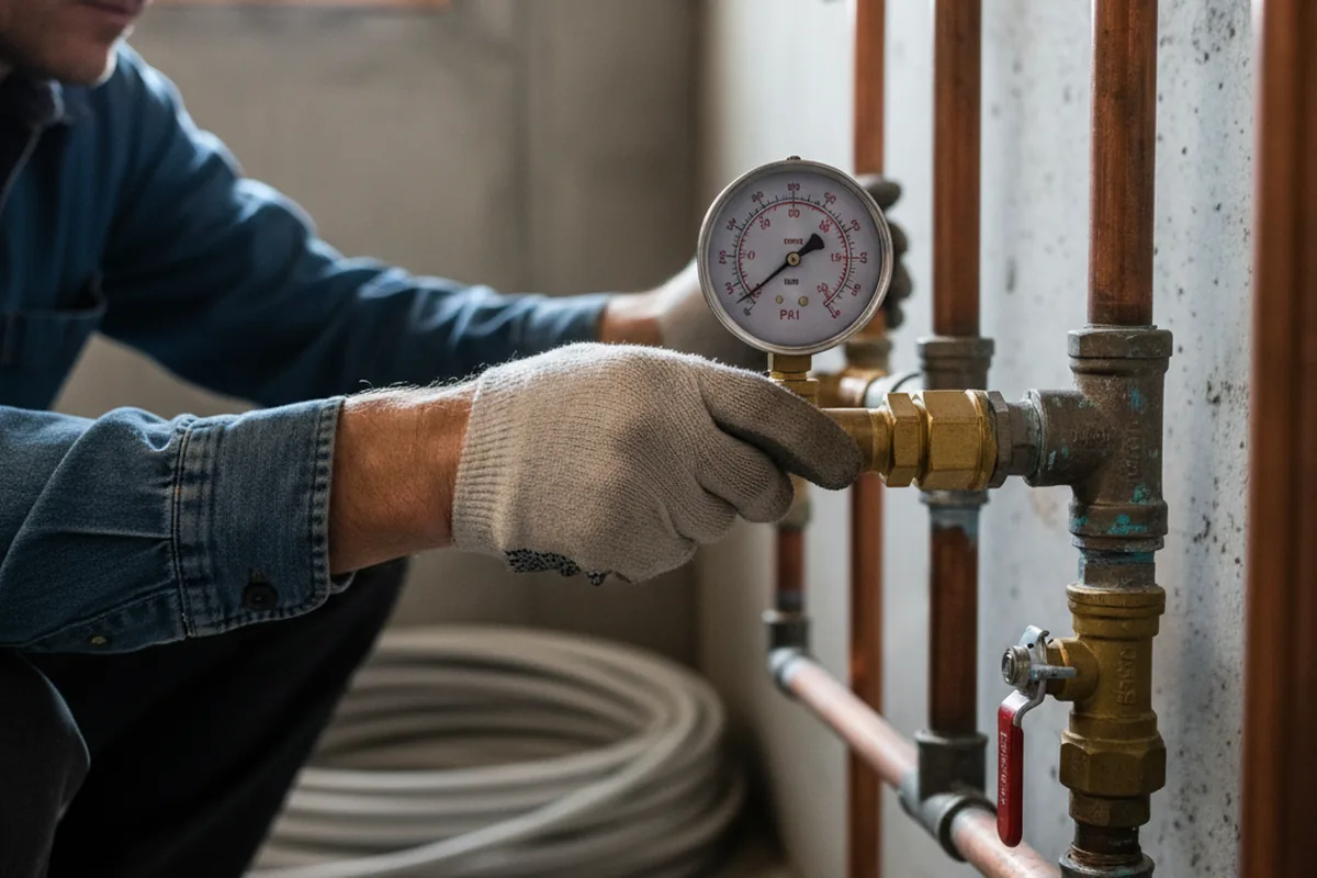 Pressure testing a repaired line during Water Line Repair in Rhoadesville